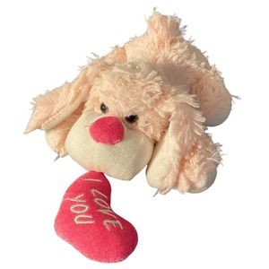 Hug & Luv Playful Dog Floppy Ears Pink Puppy I Love You Heart Plush Valentines